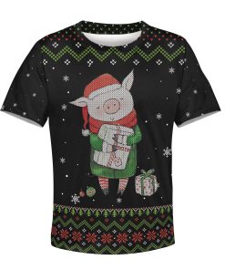 9Heritages cute pig merry christmas Kid Custom Hoodies T-shirt Apparel