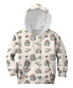 9Heritages CUTE pusheen READING BOOKS Kid Custom Hoodies T-shirt Apparel