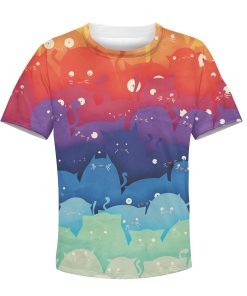 9Heritages CUTE RAINBOW CATS Kid Custom Hoodies T-shirt Apparel