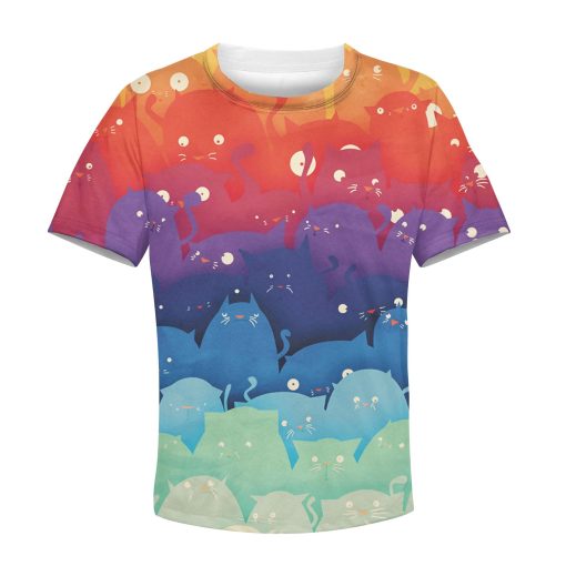 9Heritages CUTE RAINBOW CATS Kid Custom Hoodies T-shirt Apparel