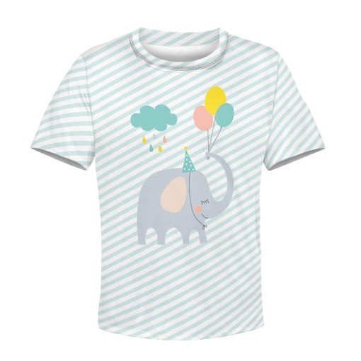 9Heritages Elephant with balloon Kid Custom Hoodies T-shirt Apparel