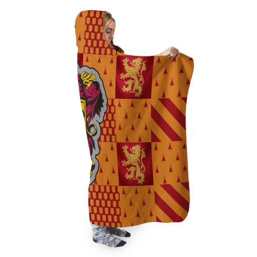 9Heritages 3D H.P Gryffindor Custom Hooded Blanket