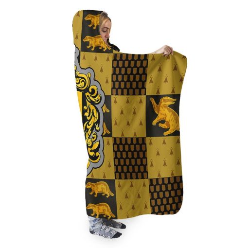 9Heritages 3D H.P Hufflepuff Custom Hooded Blanket