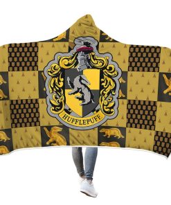 9Heritages 3D H.P Hufflepuff Custom Hooded Blanket