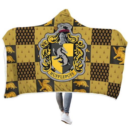 9Heritages 3D H.P Hufflepuff Custom Hooded Blanket