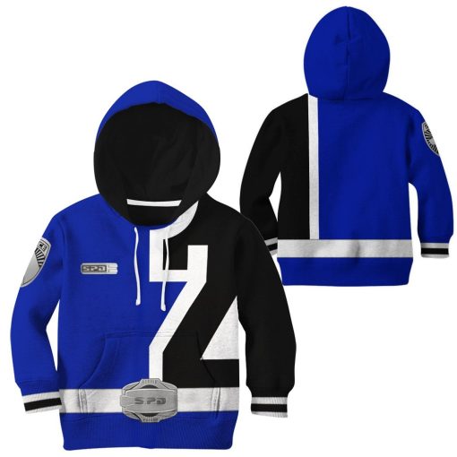 9Heritages 3D Power Rangers SPD Blue Tshirt Hoodie Kids