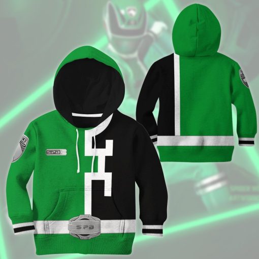 9Heritages 3D Power Rangers SPD Green Tshirt Hoodie Kids