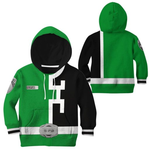 9Heritages 3D Power Rangers SPD Green Tshirt Hoodie Kids