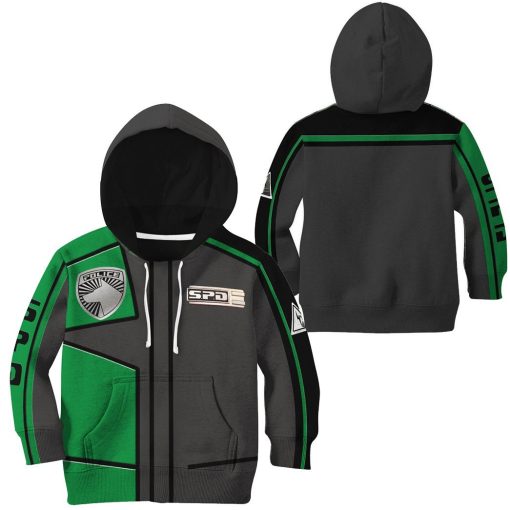 9Heritages 3D Power Rangers SPD Green Uniform Tshirt Hoodie Kids