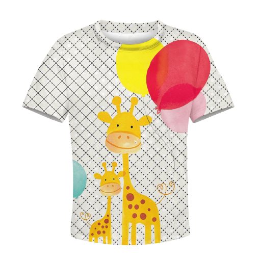 9Heritages Giraffe with balloon Kid Custom Hoodies T-shirt Apparel