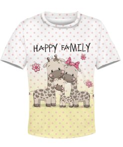 9Heritages Happy family of giraffe Kid Custom Hoodies T-shirt Apparel