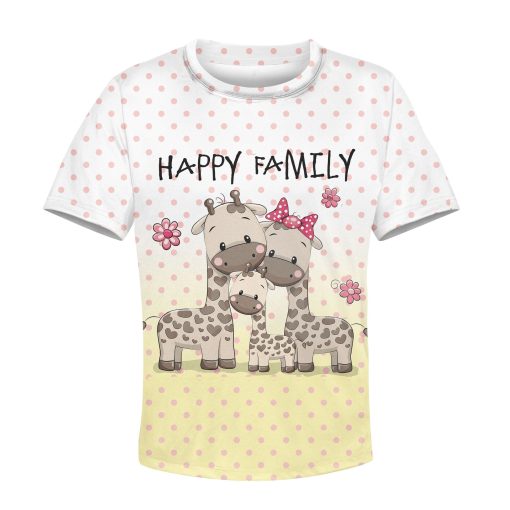 9Heritages Happy family of giraffe Kid Custom Hoodies T-shirt Apparel