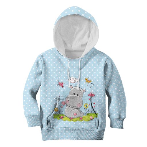 9Heritages Hippo with beautiful flowers Kid Custom Hoodies T-shirt Apparel