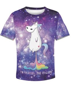 9Heritages I AM FREAKING LOVE UNICORN Kid Custom Hoodies T-shirt Apparel