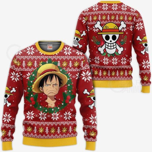 9Heritages 3D One Piece Luffy Funny Face Custom Fandom Ugly Christmas Sweater