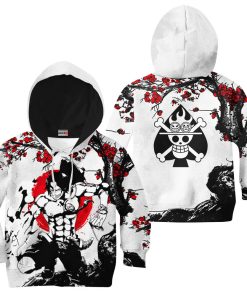 9Heritages 3D One Piece Portgas D. Ace Kids Hoodie Custom Anime Clothes Japan Style VA0612