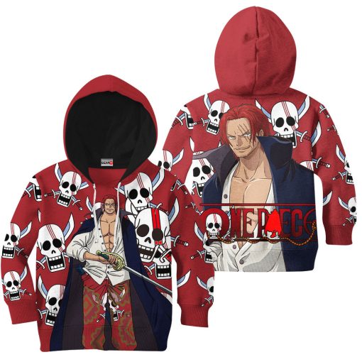 9Heritages 3D One Piece Red Shanks Kids Hoodie Custom Anime Merch Clothes