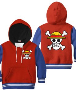 9Heritages 3D One Piece Luffy Symbol Kids Hoodie Custom Anime Merch Clothes VA1312