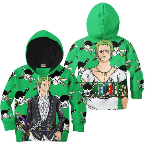 9Heritages 3D One Piece Red Zoro Kids Hoodie Custom Anime Merch Clothes