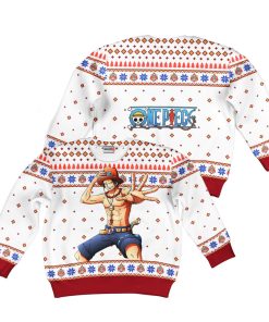 9Heritages 3D One Piece Ace Kids Anime Ugly Christmas Sweater