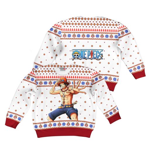 9Heritages 3D One Piece Ace Kids Anime Ugly Christmas Sweater