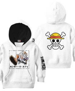 Luffy Gear 5 White Kids Hoodie One Piece Custom Anime