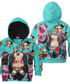 9Heritages 3D One Piece Red Franky Kids Hoodie Custom Anime Merch Clothes