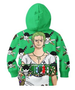 9Heritages 3D One Piece Red Zoro Kids Hoodie Custom Anime Merch Clothes