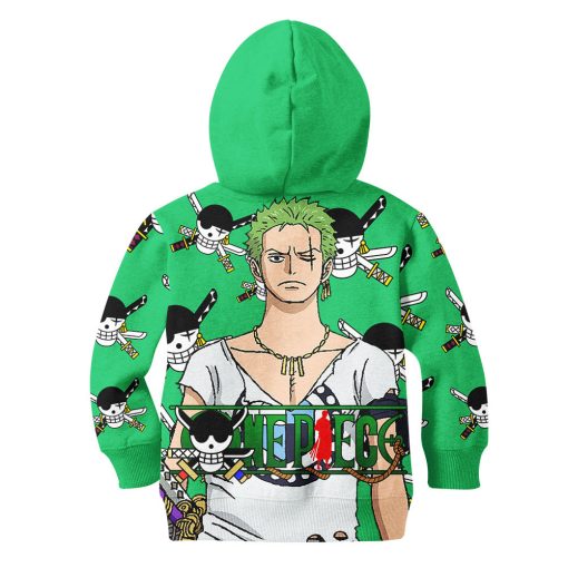 9Heritages 3D One Piece Red Zoro Kids Hoodie Custom Anime Merch Clothes