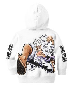 Luffy Gear 5 White Kids Hoodie One Piece Custom Anime Gift For Fans