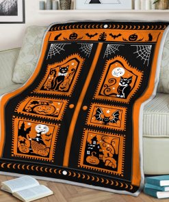 Blanket Halloween Black Cat Pumpkin