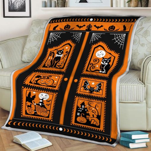 Blanket Halloween Black Cat Pumpkin