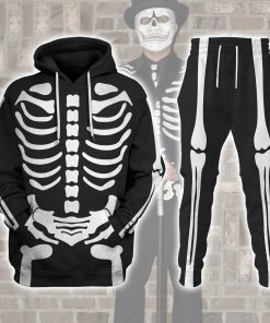 9Heritages Skeleton Bone Print Halloween Fancy Dress Costume Hoodie Sweatshirt T-Shirt Tracksuit