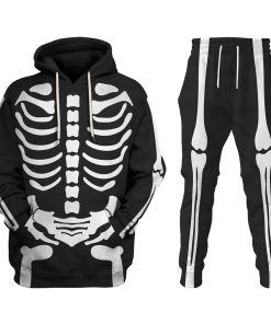 9Heritages Skeleton Bone Print Halloween Fancy Dress Costume Hoodie Sweatshirt T-Shirt Tracksuit