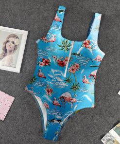 9Heritages 3D Flamingo Hawaii Custom One Piece Swimsuit