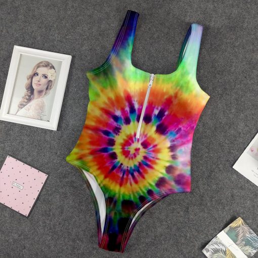 9Heritages 3D Tie Dye Pattern Custom One Piece Swimsuit