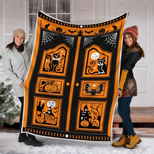 Blanket Halloween Black Cat Pumpkin