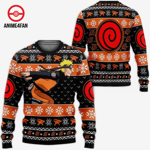 9Heritages 3D Anime Naruto Shippuden Uzumaki Running Custom Fandom Ugly Christmas Sweater