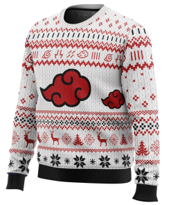 9Heritages 3D Anime Naruto Shippuden Akatsuki Custom White Ugly Christmas Sweater