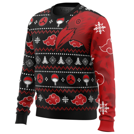 9Heritages 3D Anime Naruto Shippuden Akatsuki Itachi Symbolic Crows Custom Fandom Ugly Christmas Sweater