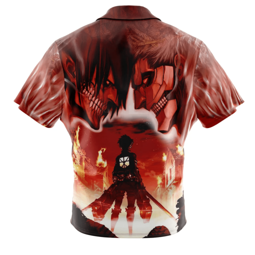 9Heritages 3D Anime Attack on Titan Eren Yeager Burning Custom Fandom Hawaiian Shirt VA307054