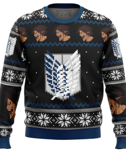 9Heritages 3D Anime Attack on Titan Survery Corps Custom Ugly Christmas Sweater