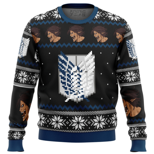 9Heritages 3D Anime Attack on Titan Survery Corps Custom Ugly Christmas Sweater