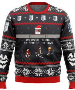9Heritages 3D Anime Attack on Titan Colossal Claus Custom Fandom Ugly Christmas Sweater