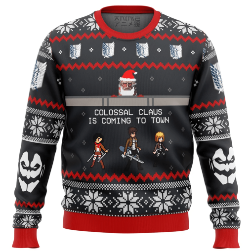 9Heritages 3D Anime Attack on Titan Colossal Claus Custom Fandom Ugly Christmas Sweater