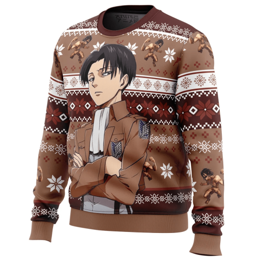 9Heritages 3D Anime Attack On Titan Levi Ackerman Custom Fandom Ugly Christmas Sweater