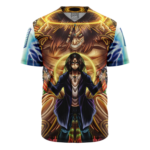 9Heritages 3D Anime Attack On Titan Trippy Eren Yeager Timeskip Custom Baseball Tee