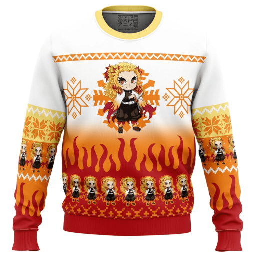 9Heritages 9Heritages 3D Anime Demon Slayer Kyojuro Rengoku Custom Ugly Christmas Sweater