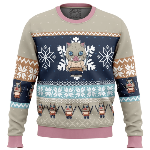 9Heritages 9Heritages 3D Anime Demon Slayer Inosuke Hashibira Custom Ugly Christmas Sweater