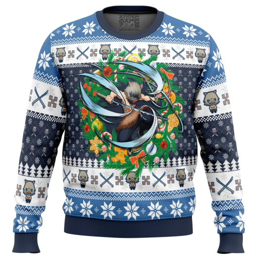 9Heritages 9Heritages 3D Anime Demon Slayer Hashibira Inosuke Custom Fandom Ugly Christmas Sweater